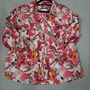 EUC Kim Rogers 16p Cotton Floral Button-Up Blouse